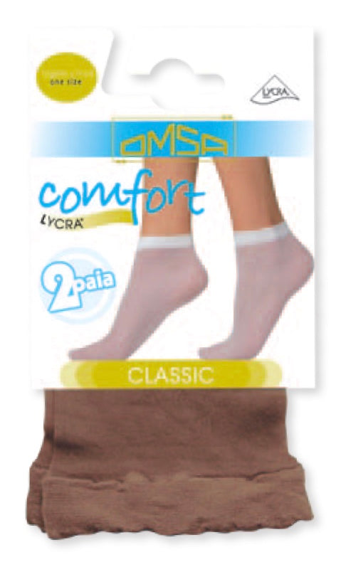 Omsa Comfort 20 - classic sheer 20 denier ankle socks with Lycra, available in black, nude and tan