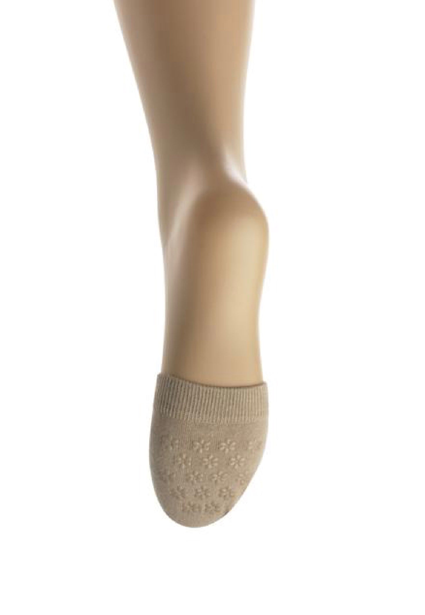 Bonnie Doon Toe Cover with Puff Print BE611000 - beige toe cover sock with grip print sole