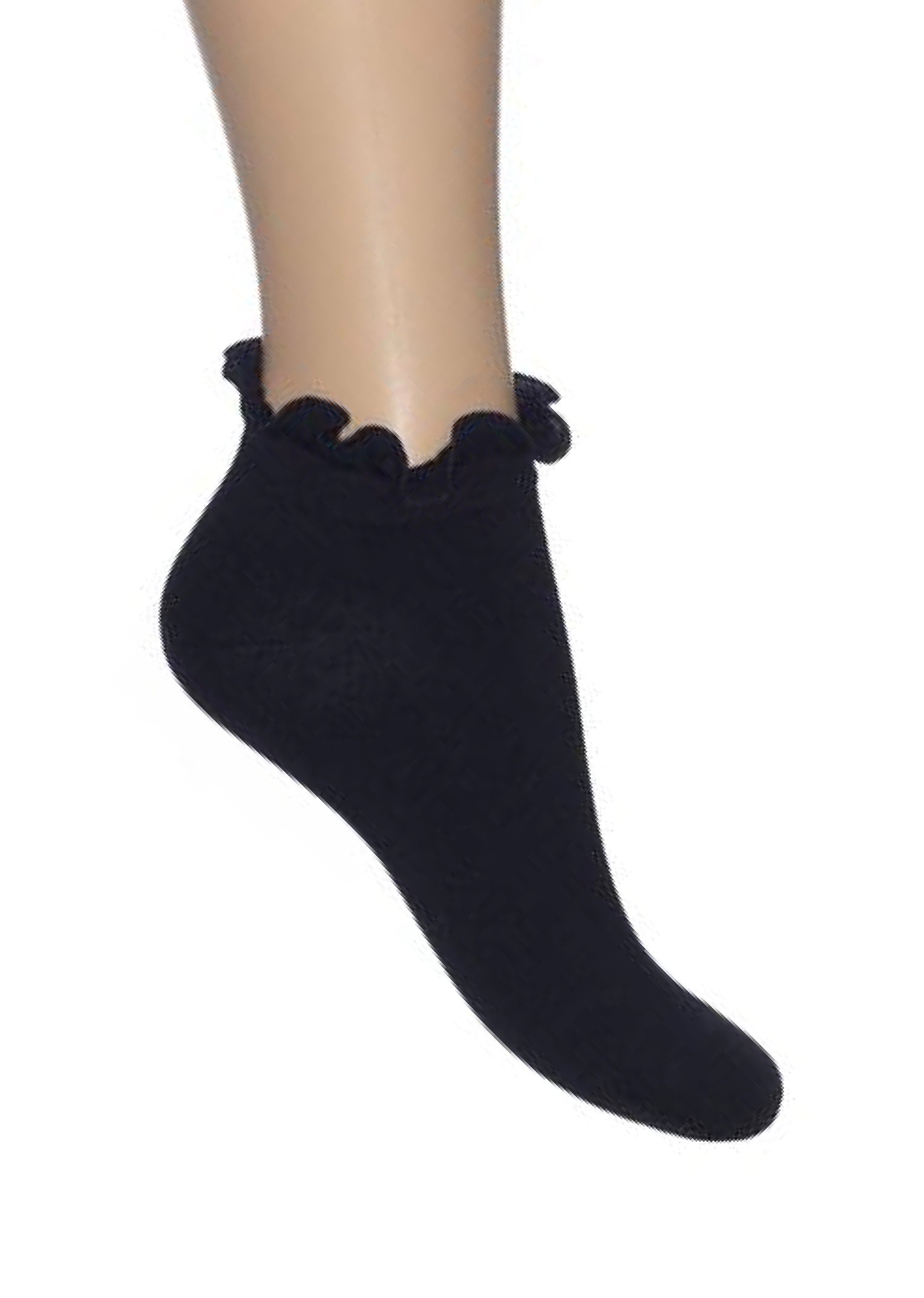 Bonnie Doon BN34.10.19 Lettuce Sock - black low rise cotton ankle socks with frill cuff