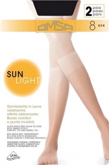 Omsa Sunlight Gambaletto - ultra transparent 8 denier knee-high socks, available in nude, tan and black
