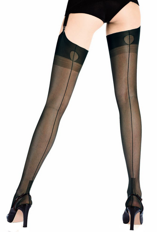 Gio Cuban Heel Stockings - back seam vintage fully fashioned stockings in black