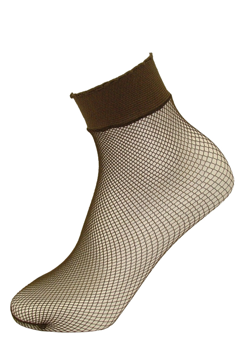 Gipsy Fishnet Ankle Socks - brown micro net mesh socks
