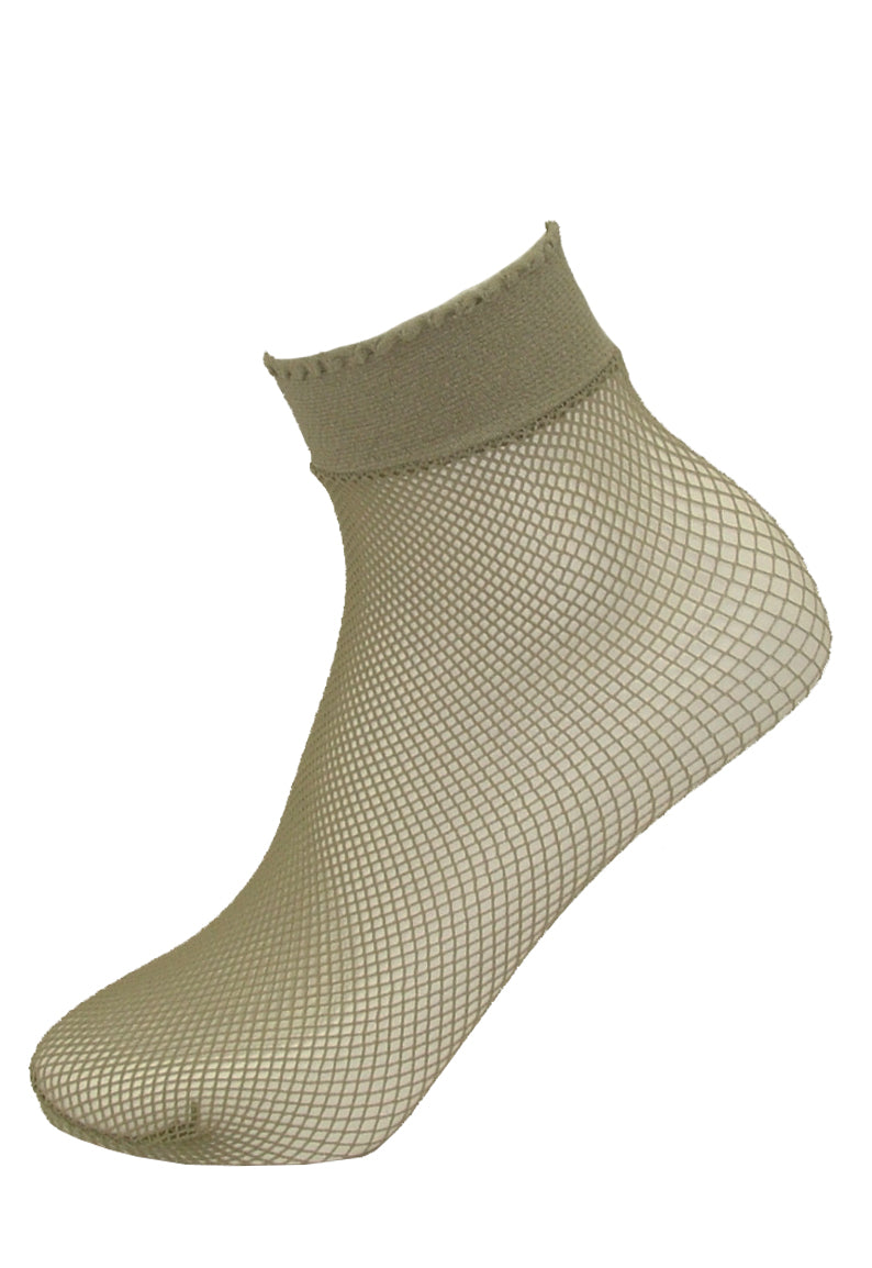 Gipsy Fishnet Ankle Socks - light grey micro net mesh socks