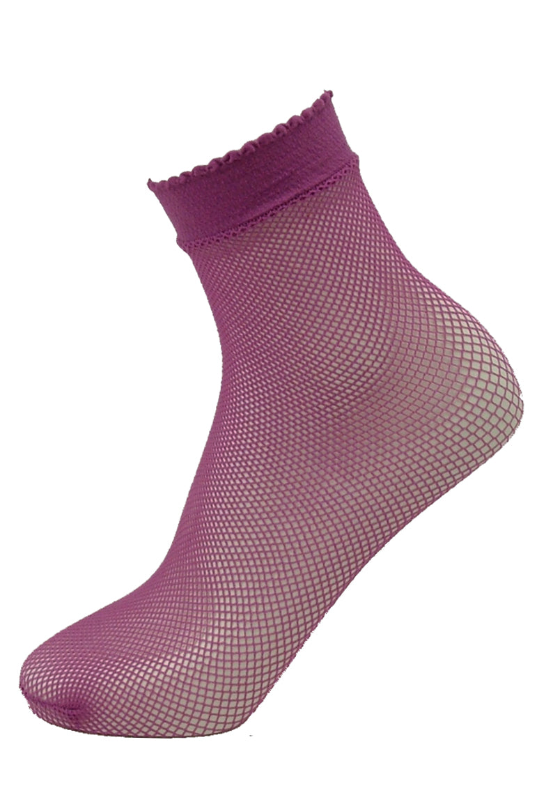 Gipsy Fishnet Ankle Socks - dark pink micro net mesh socks