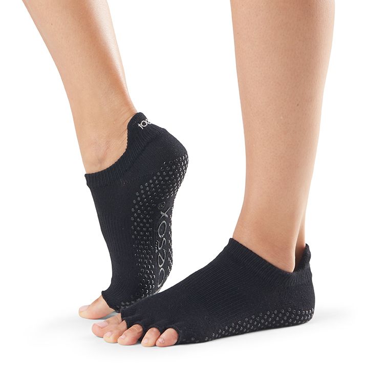 ToeSox Low Rise Half Toe - black open-toe / toeless toe socks, ideal for yoga and pilates