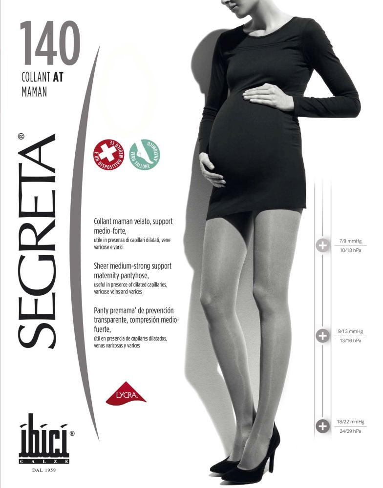 Ibici Segreta maman 140 - Medium to strong strength compression maternity support tights, ideal for varicose veins and long haul flights