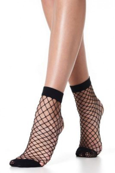 Omero Reta Maxi Calzino - black wide fishnet ankle socks