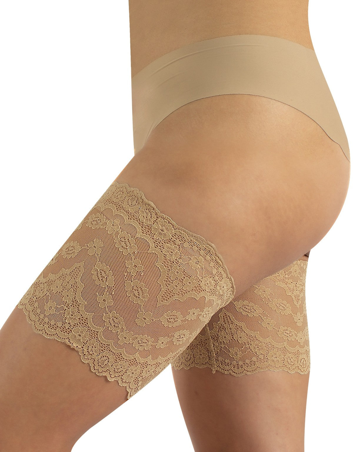 Calzitaly INT0017 Anti-Chafing Bands - nude floral lace thigh bands to help prevent chub rub