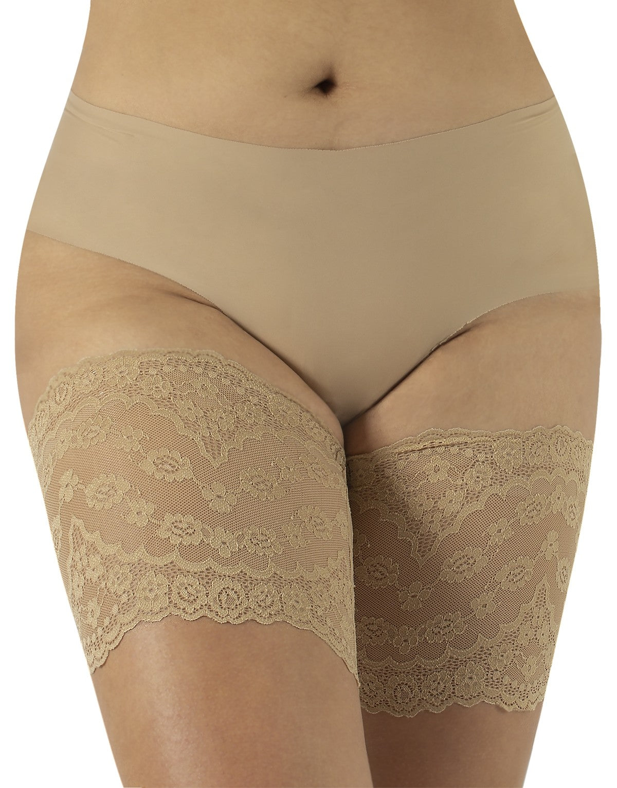 Calzitaly INT0017 Anti-Chafing Bands - nude floral lace thigh bands to help prevent chub rub
