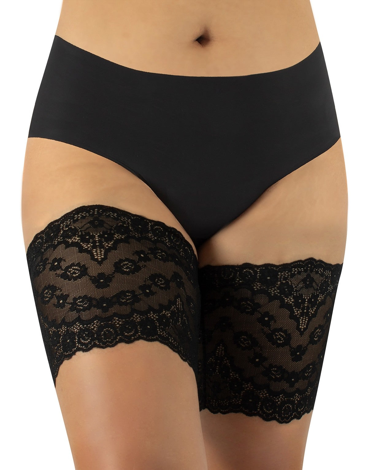 Calzitaly INT0017 Anti-Chafing Bands - black floral lace thigh bands to help prevent chub rub