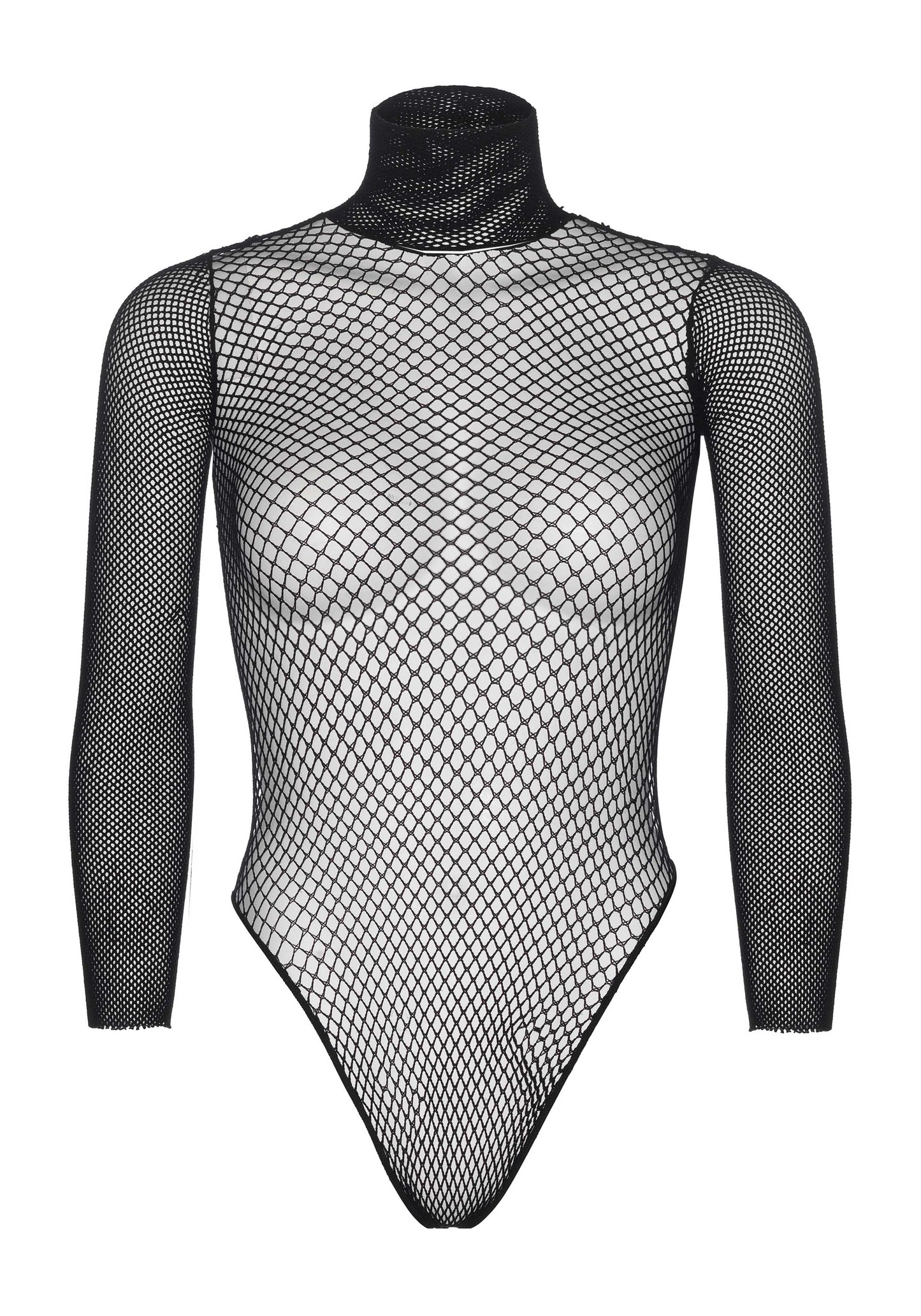 Leg Avenue 89211 Turtleneck fishnet teddy - black Fishnet turtle neck long sleeved body-top with snap fasteners and cotton gusset.