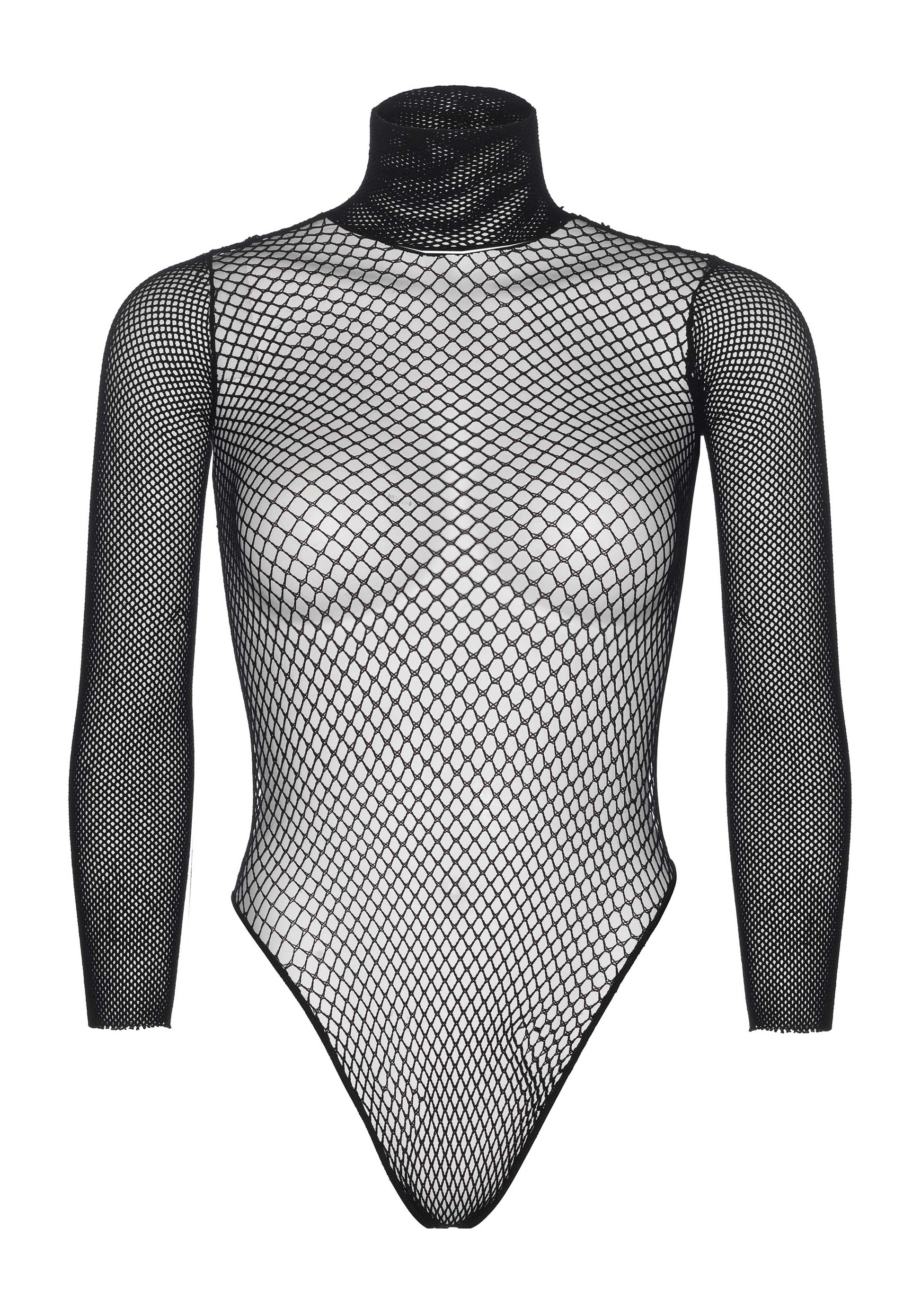 Leg Avenue 89211 Turtleneck fishnet teddy - black Fishnet turtle neck long sleeved body-top with snap fasteners and cotton gusset.