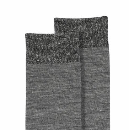 MP Wool & Silk Ankle Socks - Warm and soft thermal knee high sock with a sparkly silver lam̩ ribbed cuff.