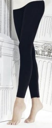 Omero SO070A1268 Cashmere Treggings - Black thermal leggings in soft viscose-cashmere mix, with a warm pile lining, seamless body and inside seam.