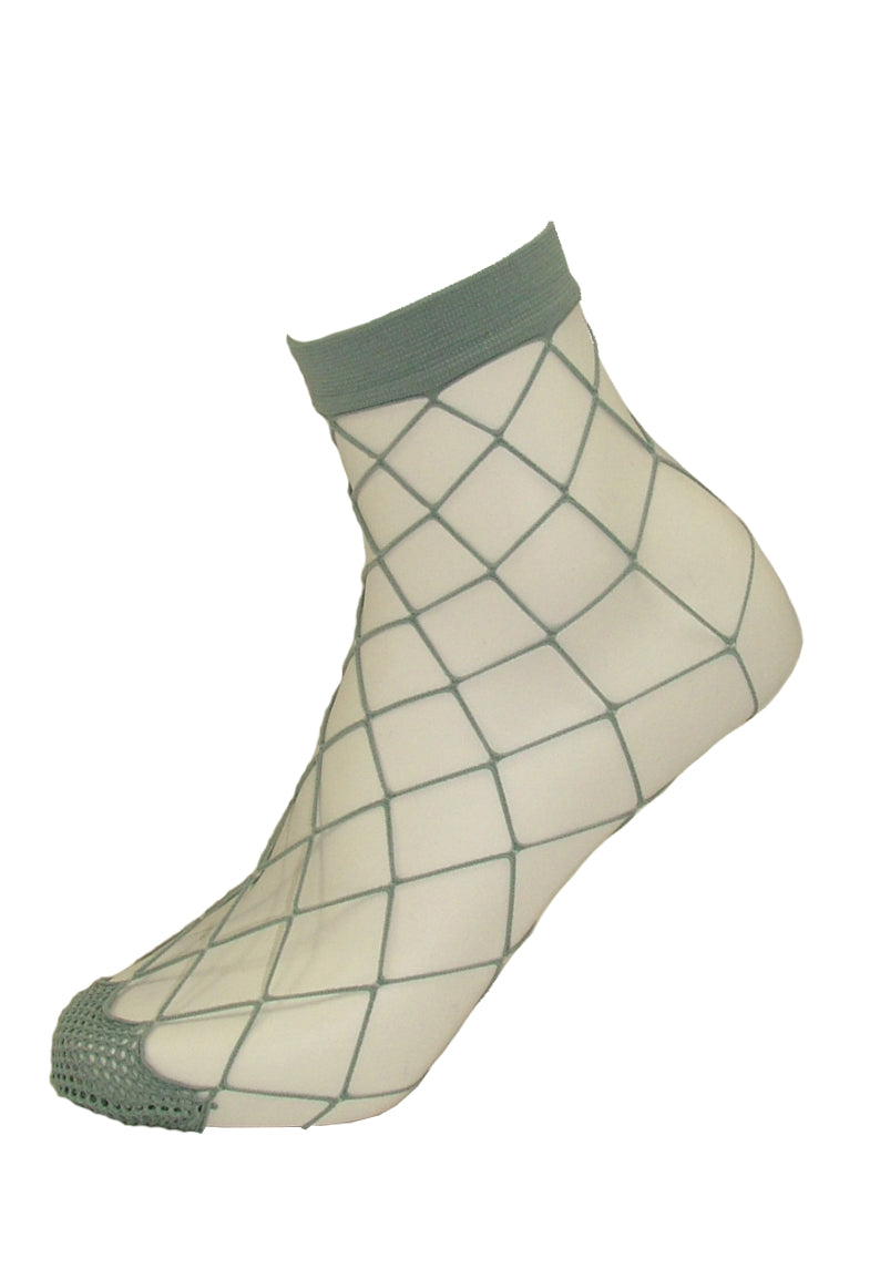 Omero Claire - light grey wide fishnet ankle socks