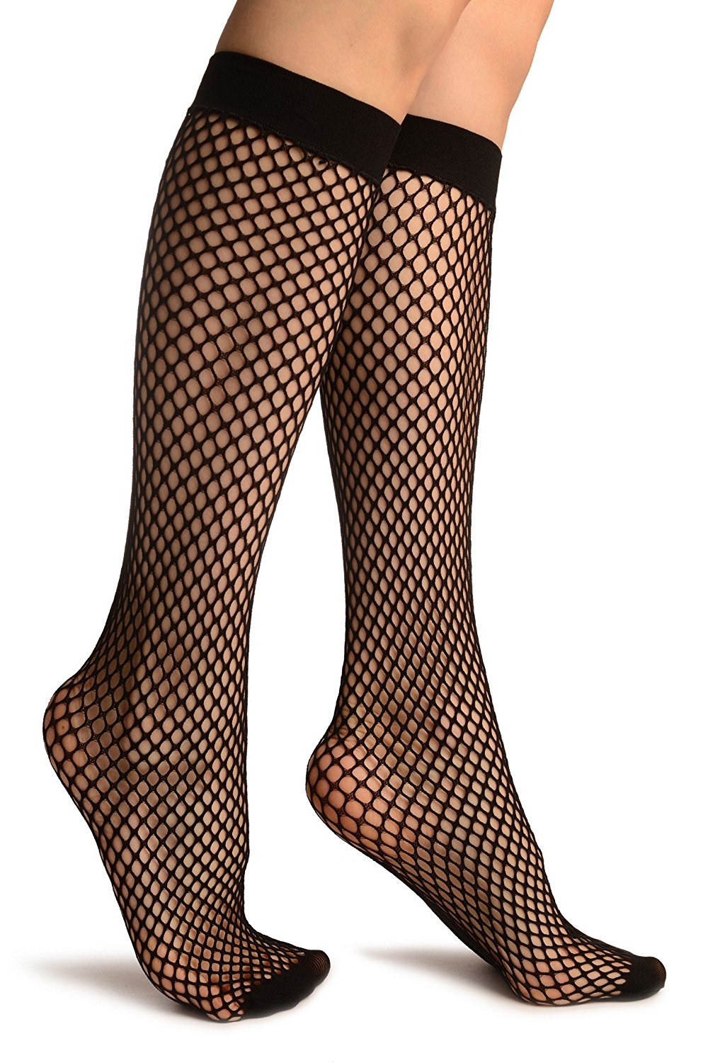 Omero Rete Larga Gambaletto - mesh fishnet knee-high socks in black and nude