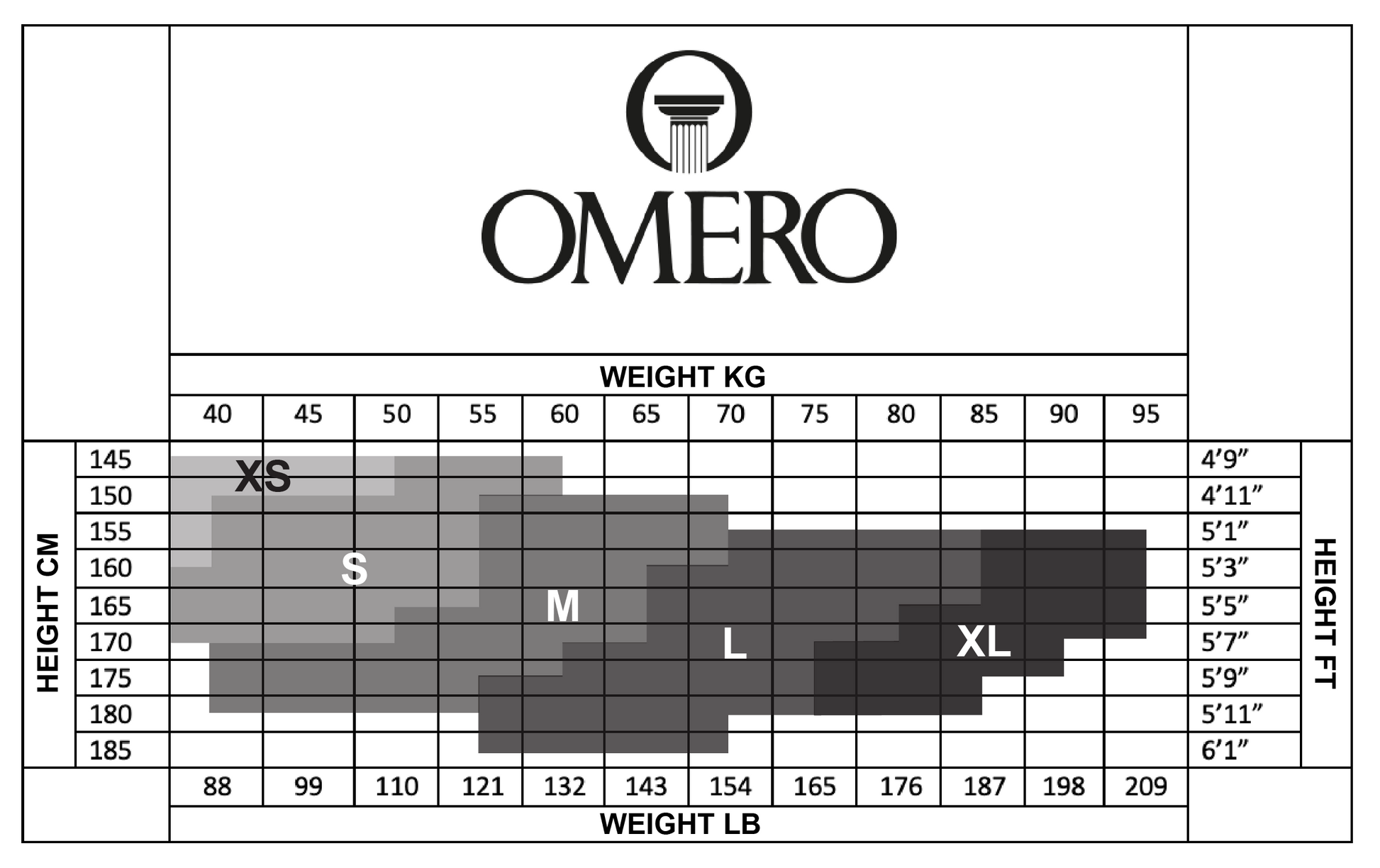 Omero - Size Chart
