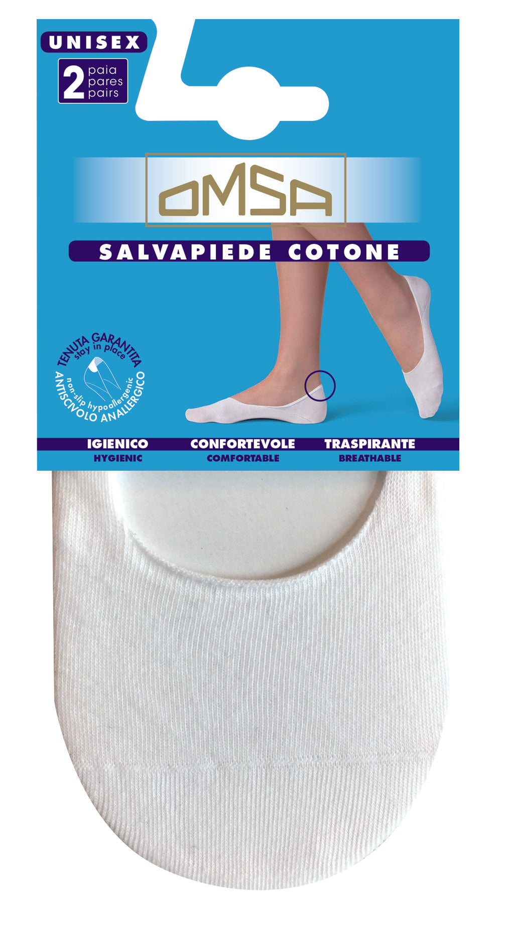 Omsa Salvapiede Cotone - cotton no show shoe liner socks, perfect for that no sock look