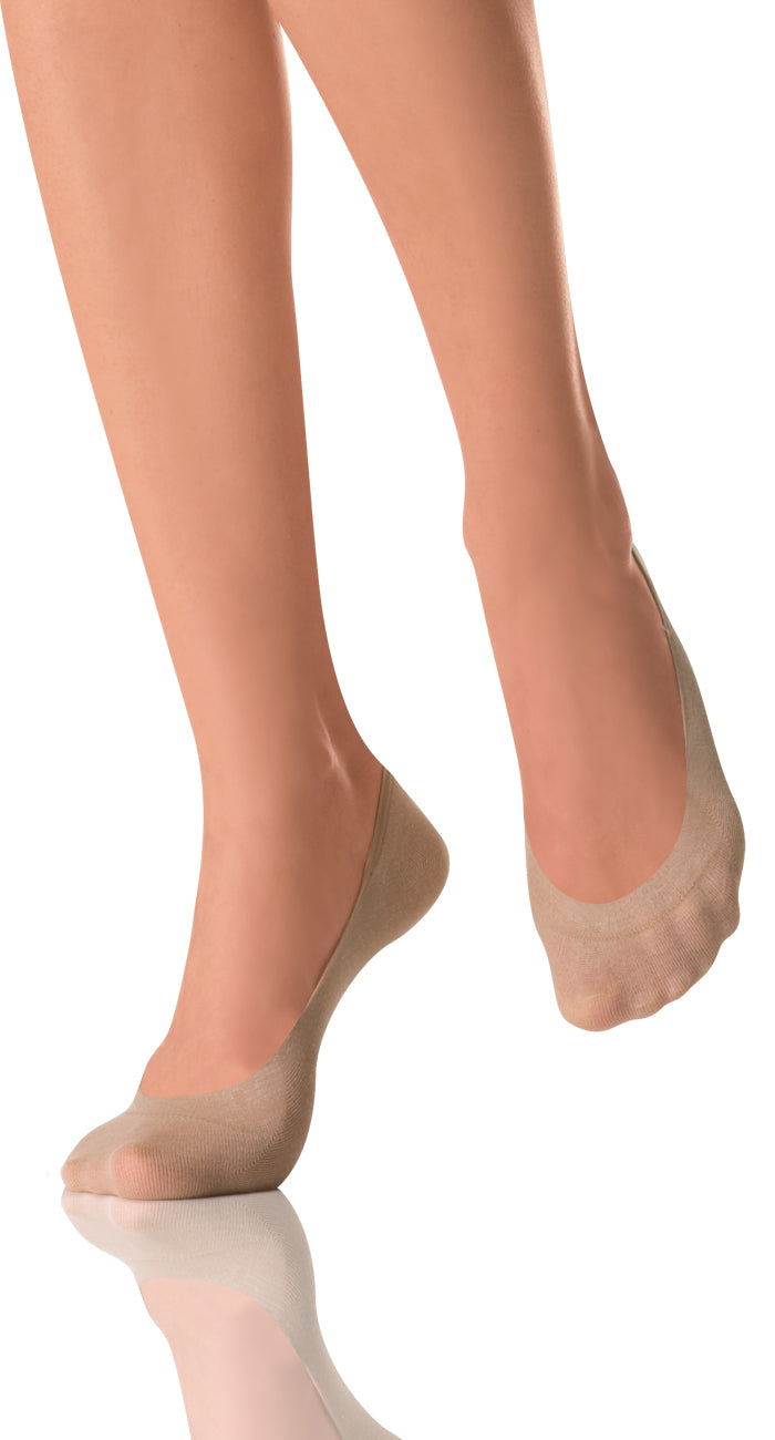 Omsa Salvapiede Ballerina Shoe Liner Sock - Hygienic and breathable light mixed cotton no show invisible shoe liner with silicone free anti-slip protection on the heel and flat toe seams. This style is low on the foot so ideal for wearing with pumps or low on the foot style footwear.