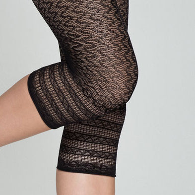 Omsa Art Pantacollant - black crochet netted footless tights 