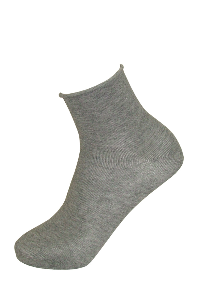 Omsa Taglio Al Vivo - light grey quarter high soft cotton socks with roll top cuff