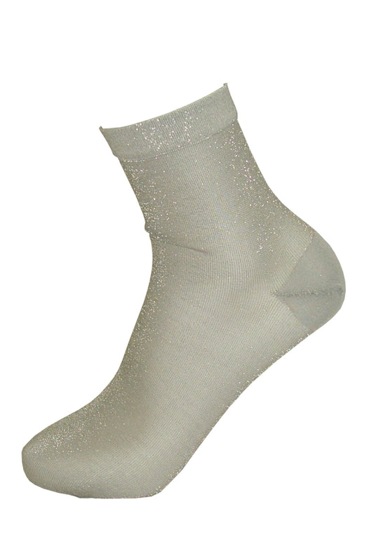 Omsa 3595 Lam̩ Calzino - Silver sparkly glitter fashion ankle socks