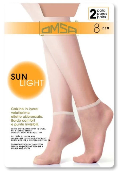 Omsa Sunlight Calzino - ultra transparent 8 denier ankle socks, available in nude, tan and black