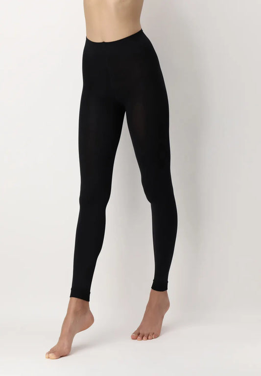 OroblÌ_ All Colors 120 Leggings - Black ultra opaque soft matte footless tights with flat seams, gusset and deep waist band.