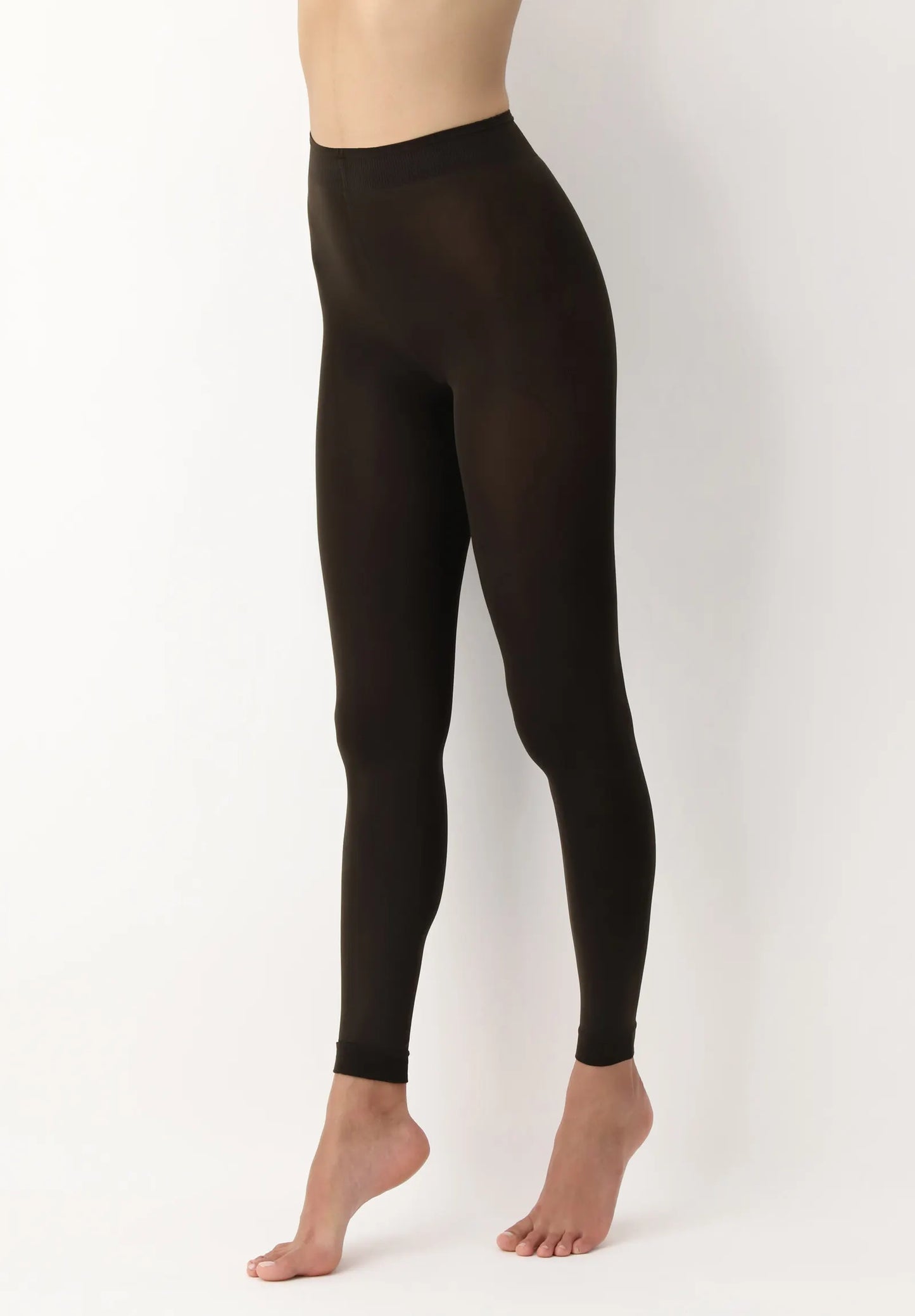 OroblÌ_ All Colors 120 Leggings - Brown ultra opaque soft matte footless tights with flat seams, gusset and deep waist band.