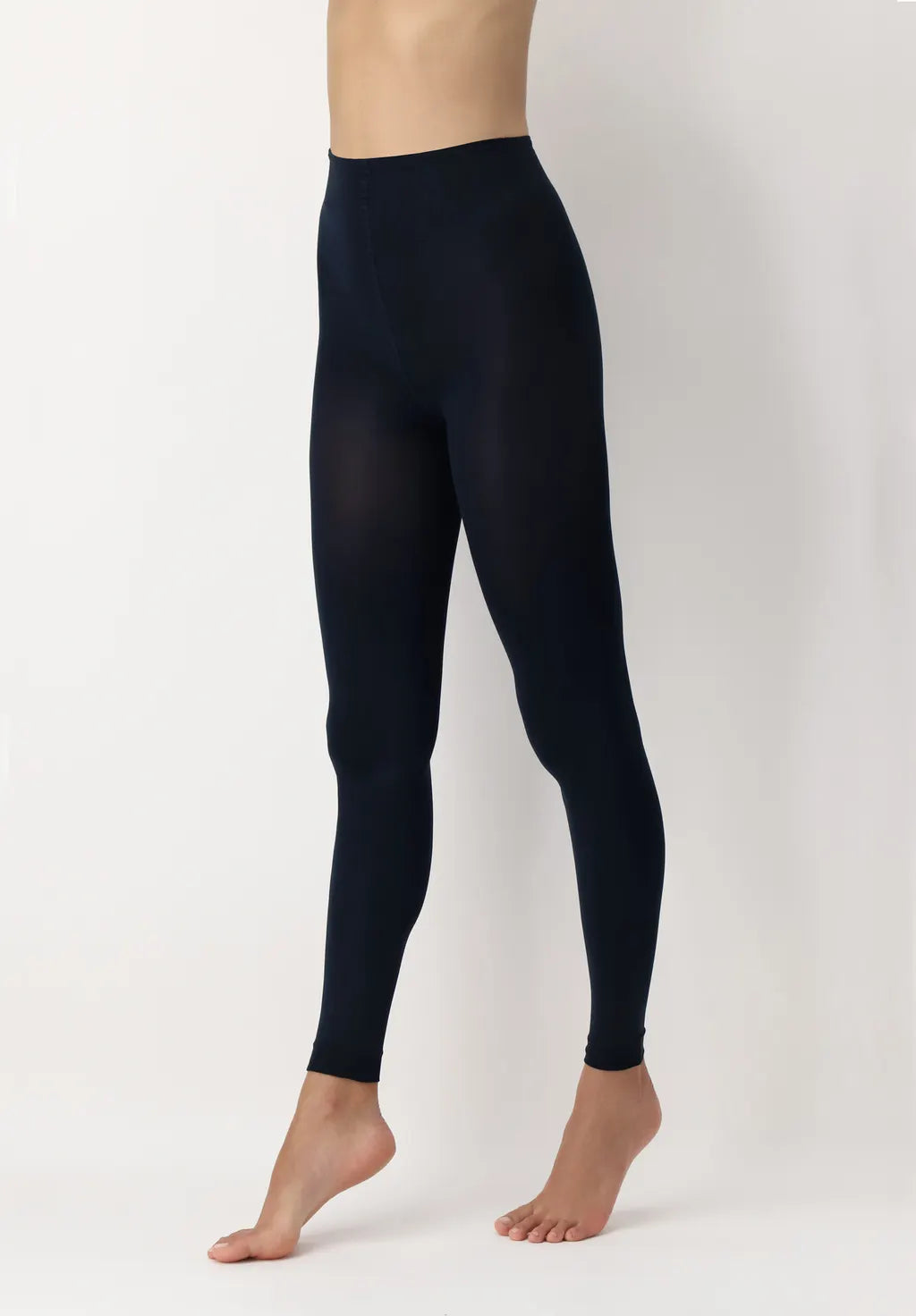 OroblÌ_ All Colors 120 Leggings - Navy blue ultra opaque soft matte footless tights with flat seams, gusset and deep waist band.