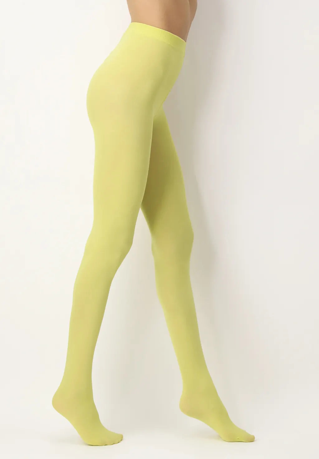 Oroblu All Colors 50 Den - Citrus Lemon (Lime) microfibre opaque tights with cotton gusset, flat seams and deep comfort waistband.