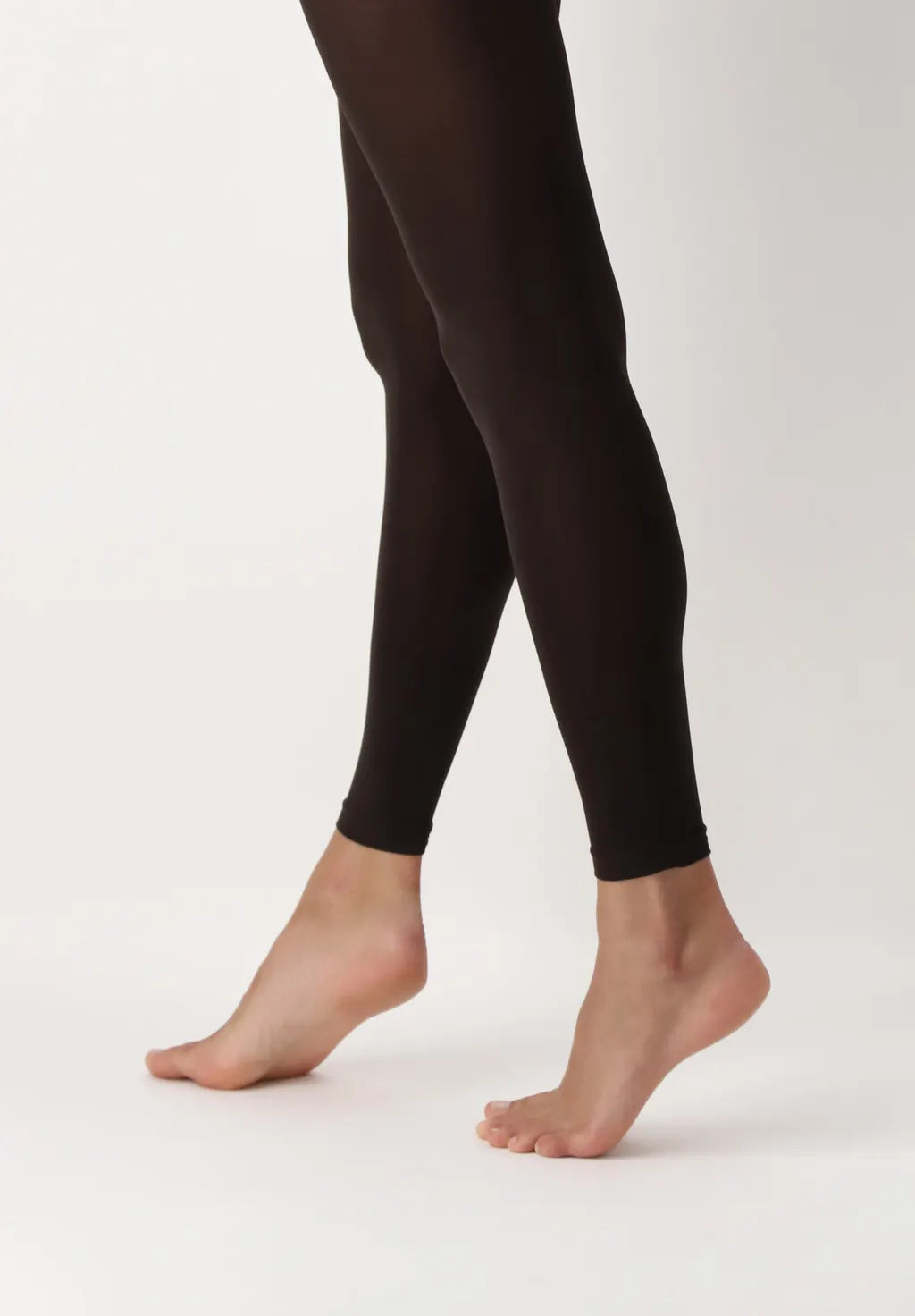 OroblÌ_ All Colors Leggings - Dark brown soft matte opaque footless tights with deep comfort waist band, flat seams and gusset.