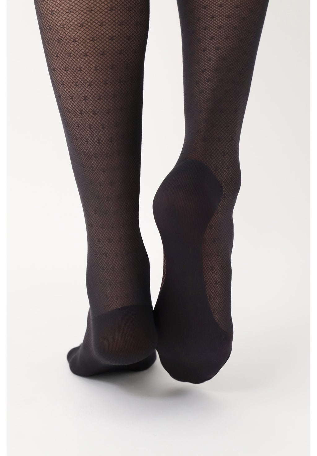 OroblÌ_ Eco Sneaker Tights - Black micro mesh recycled tights with a polka dot spot pattern