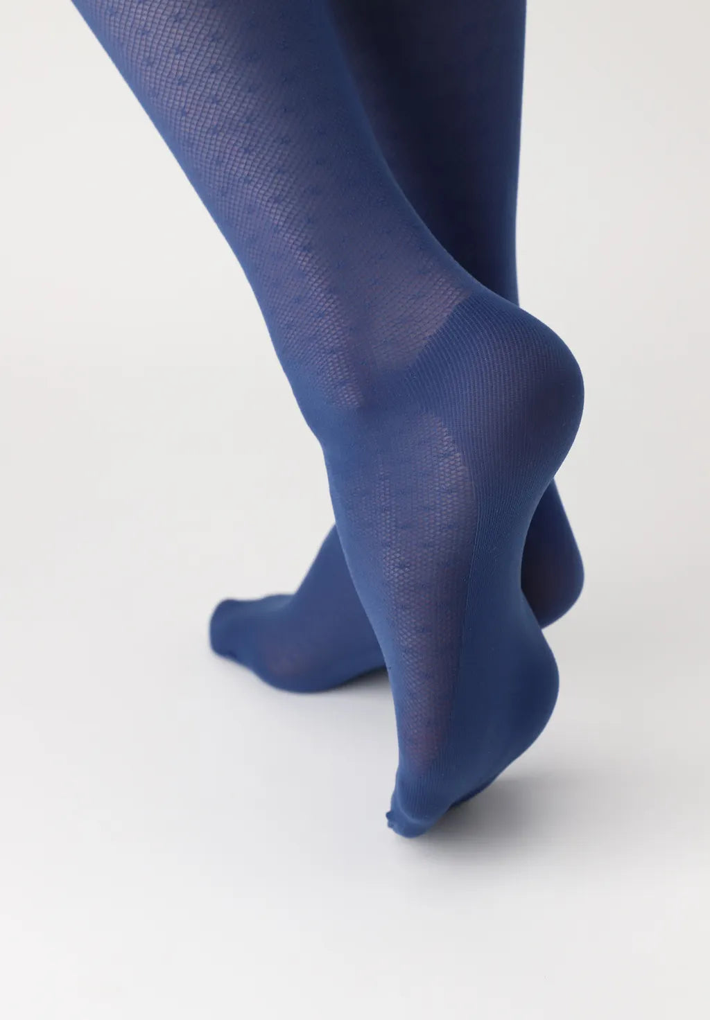 OroblÌ_ Eco Sneaker Tights - Dark Blue (marine) micro mesh recycled tights with a polka dot spot pattern