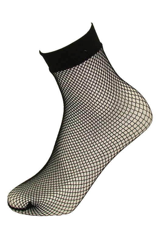 Pamela Mann Fishnet Ankle Socks - black micro mesh anklets