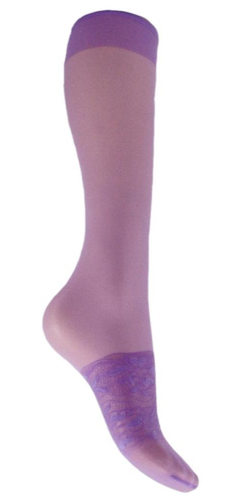 Omsa 3159 Secret Gambaletto - light purple/lilac fashion knee-high with lace band on foot