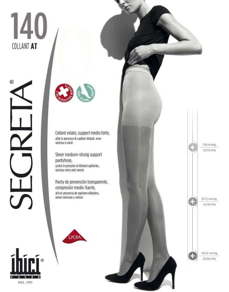 Ibici Segreta 140 - Medium to strong strength compression support tights, ideal for varicose veins and long haul flights