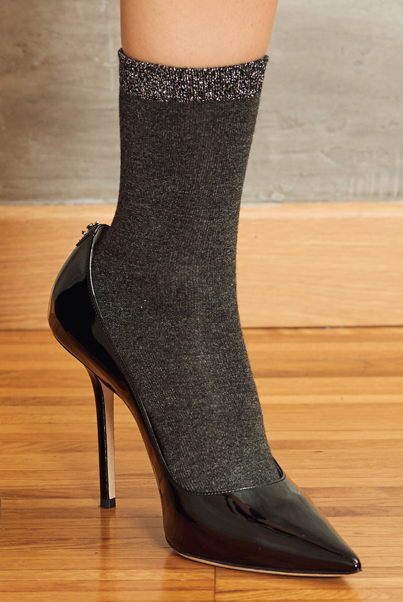 SiSi 1679 Binomio Calzino - grey viscose fashion ankle socks with a silver glitter lam̩ cuff