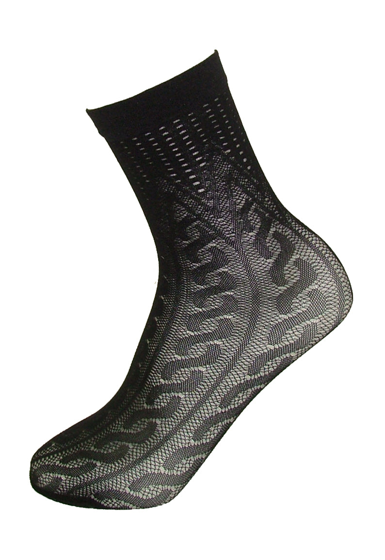 SiSi 1631 Trecce Calzino - black fashion ankle socks with a cable knit style pattern