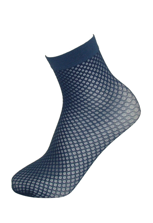 SiSi 1635 Macro Pois Calzino - navy blue fashion ankle socks with a spot net style pattern