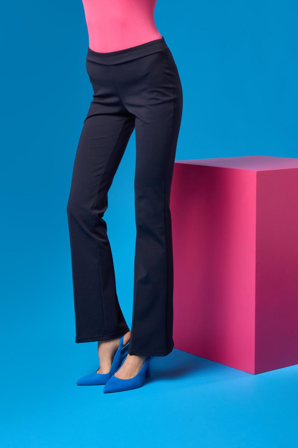 SiSi Passpartout Leggings - Soft stretched cotton mix high waisted trouser leggings (treggings) that are flared at the bottom. Available in black and navy.