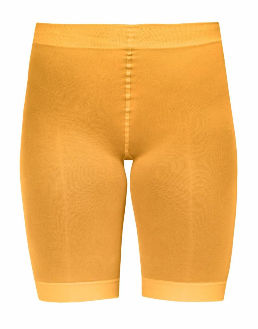 Sneaky Fox Microfibre Shorts - Dark Mustard (Wood Thrush) soft matte opaque knee length bicycle short tights with cotton gusset and flat seams.