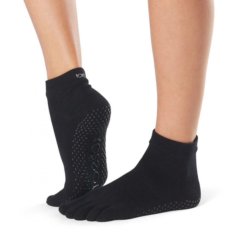 ToeSox Full Toe Ankle Socks - black toe socks for yoga and pilates