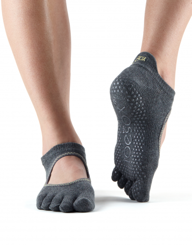 ToeSox Bellarina Full Toe - dark charcoal grey pilates yoga toe socks