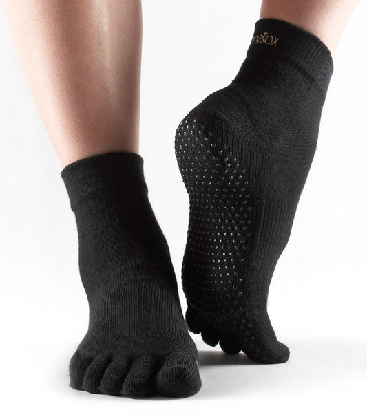 ToeSox Full Toe Ankle Socks - black toe socks for yoga and pilates