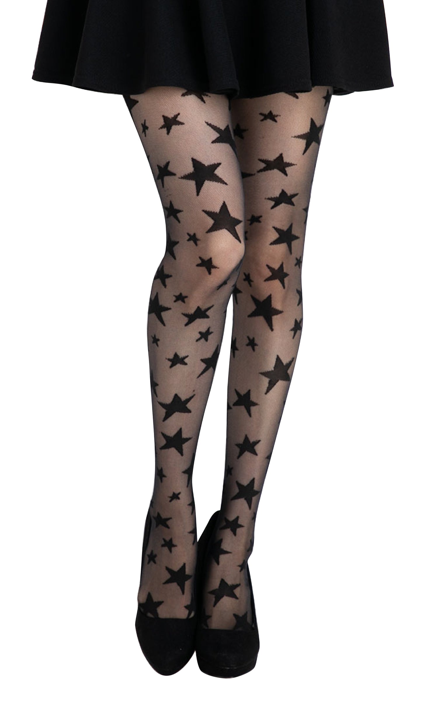Trasparenze Durian Collant - sheer nude tights with black stars pattern