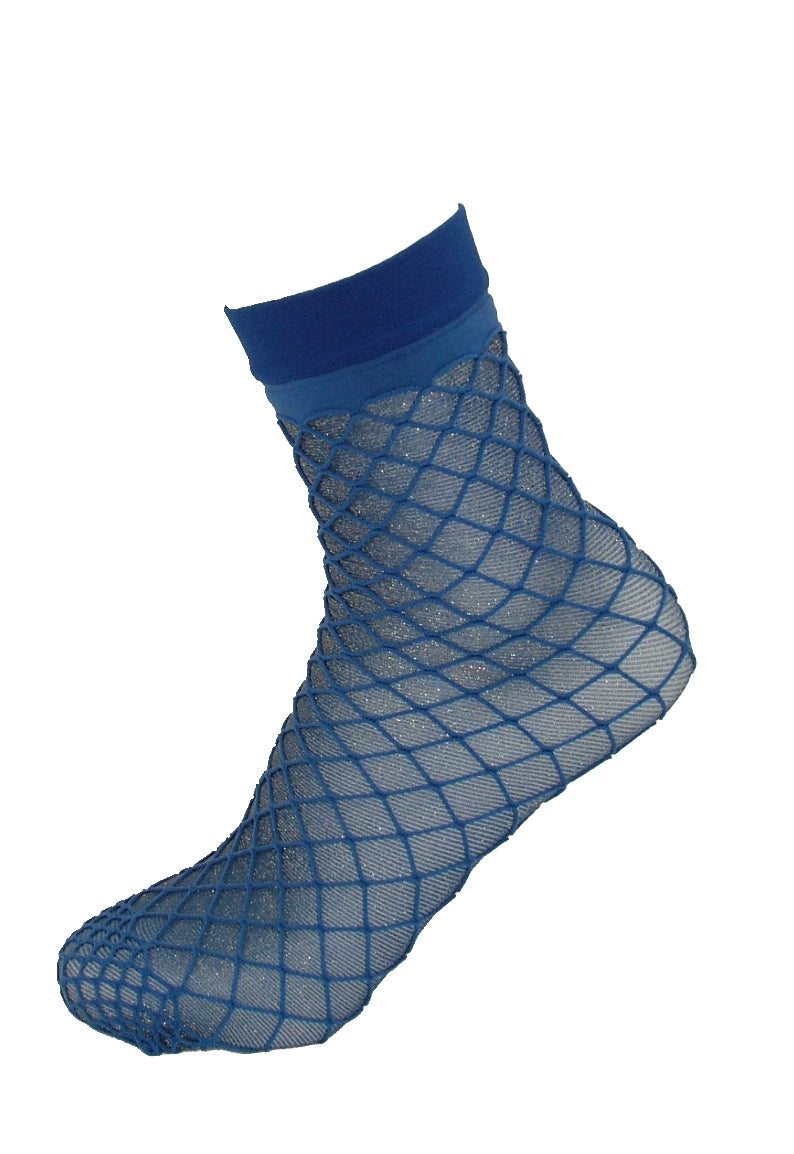Trasparenze Snapdragon Calzino - blue enclosed fishnet fashion ankle socks with gold lam̩