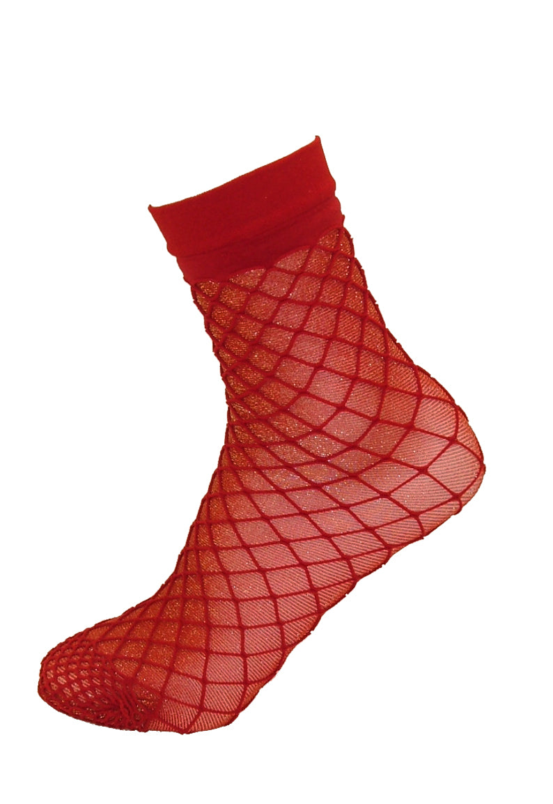 Trasparenze Snapdragon Calzino - dark red enclosed fishnet fashion ankle socks with gold lam̩