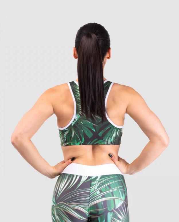 Carpatree Tropical Classic Bra - green leaf print activewear sports cropped top