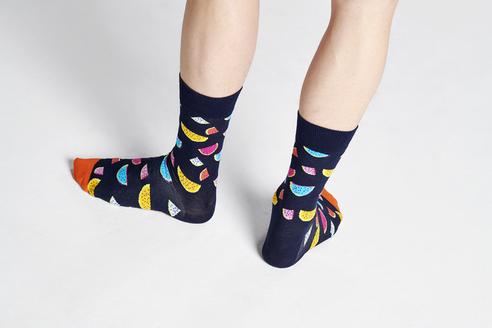 Happy Socks WAT01-6500 Watermelon Sock - men's navy cotton ankle socks with multicoloured watermelon slices